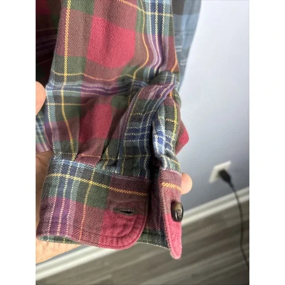 LL Bean Flannel Shirt Traditional Fit Mens Medium Plaid Button Down LOT OF 2 - Picture 3 of 15